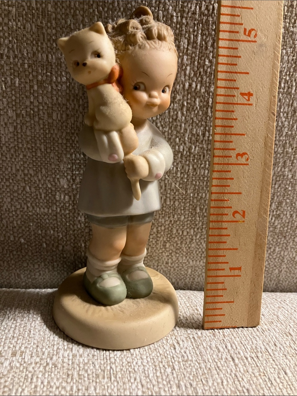 Enesco Porcelain Girl Figurine with Kitten Vintage 1987